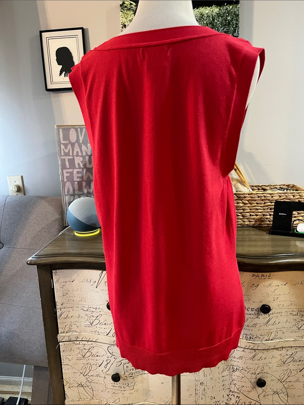 VINTAGE Y2K GEORGE SCOOP NECK KNIT TANK TOP RED SIZE XL 16 TO 18 - Picture 6 of 14